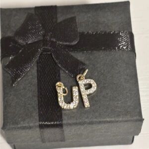 Pretty Bird Micro Pavé Initial Pendants “UP” Mini Letter Charms Gold Plated